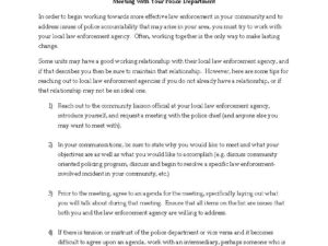 Meeting with your Police Department- steps on how to set up